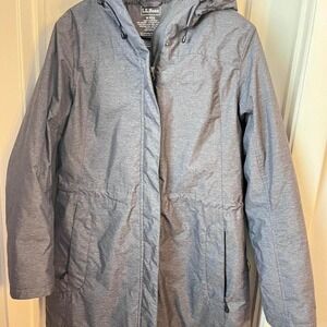 Grey L.L.Bean hooded parka jacket with fur-lined hood